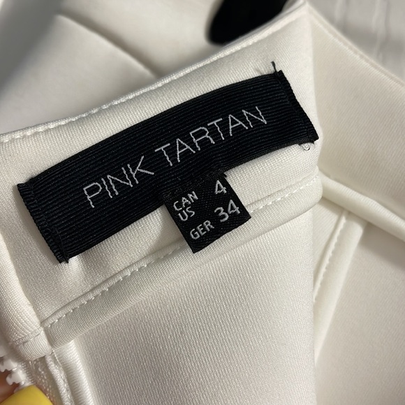 Pink Tartan Neoprene White Skirt with Pockets - Picture 5 of 6